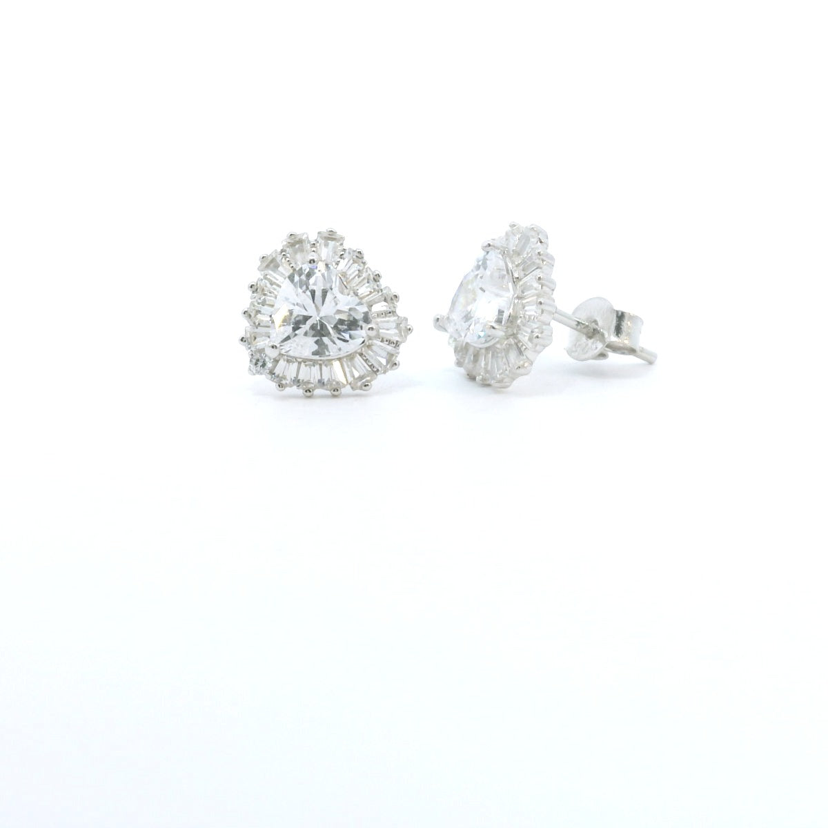 Sterling Silver Elegant Heart Cubic Zirconia Earrings image 1