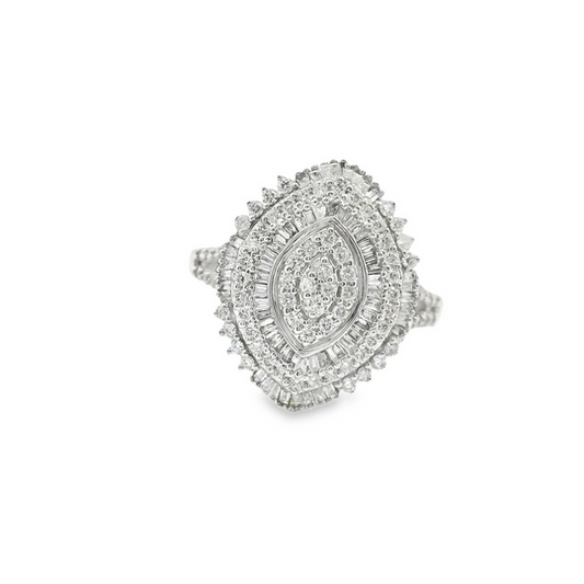 14K Yellow Gold Multistone Ring with Round Cut Diamonds