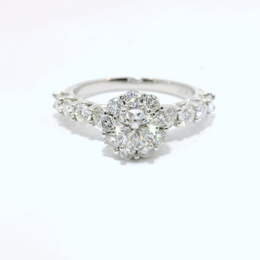 Sterling Silver Promise Ring with Oval Brilliant Moissanite Halo CTW 1.61 image 0