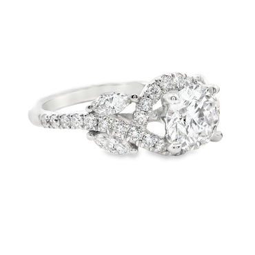 14K Elegant Leaf Multistone Round Brilliant Cut Lab Diamond Ring 1.70 CTTW