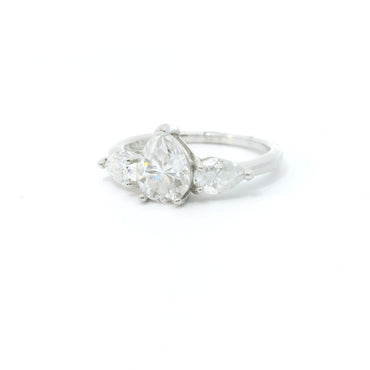 Sterling Silver with Pear Tri Moissanite Promise Ring CTW 2.25 image 1