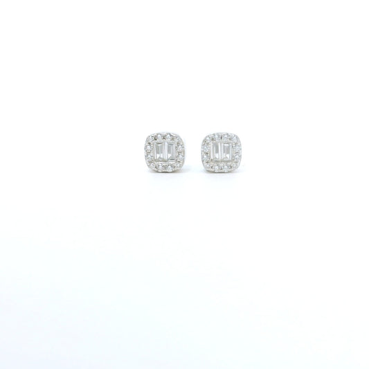 Sterling Silver with Square Baguette Cubic Zirconia Earrings image 0