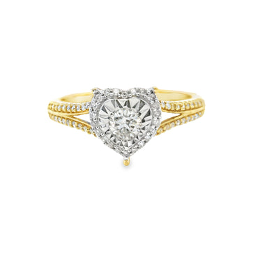 10K Yellow Gold Multistone Ring with Fancy Heart-Shaped Diamond 0.33 CTTW