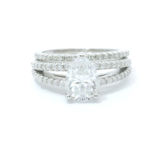 Sterling Silver with Pear Moissanite Bridal Set CTW 2.04 image 0