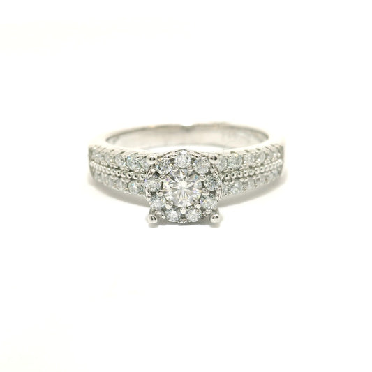 Sterling Silver with Halo Moissanite CTW 0.85 image 0