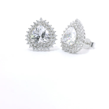 Sterling Silver with Heart Cubic Zirconia Earrings image 1