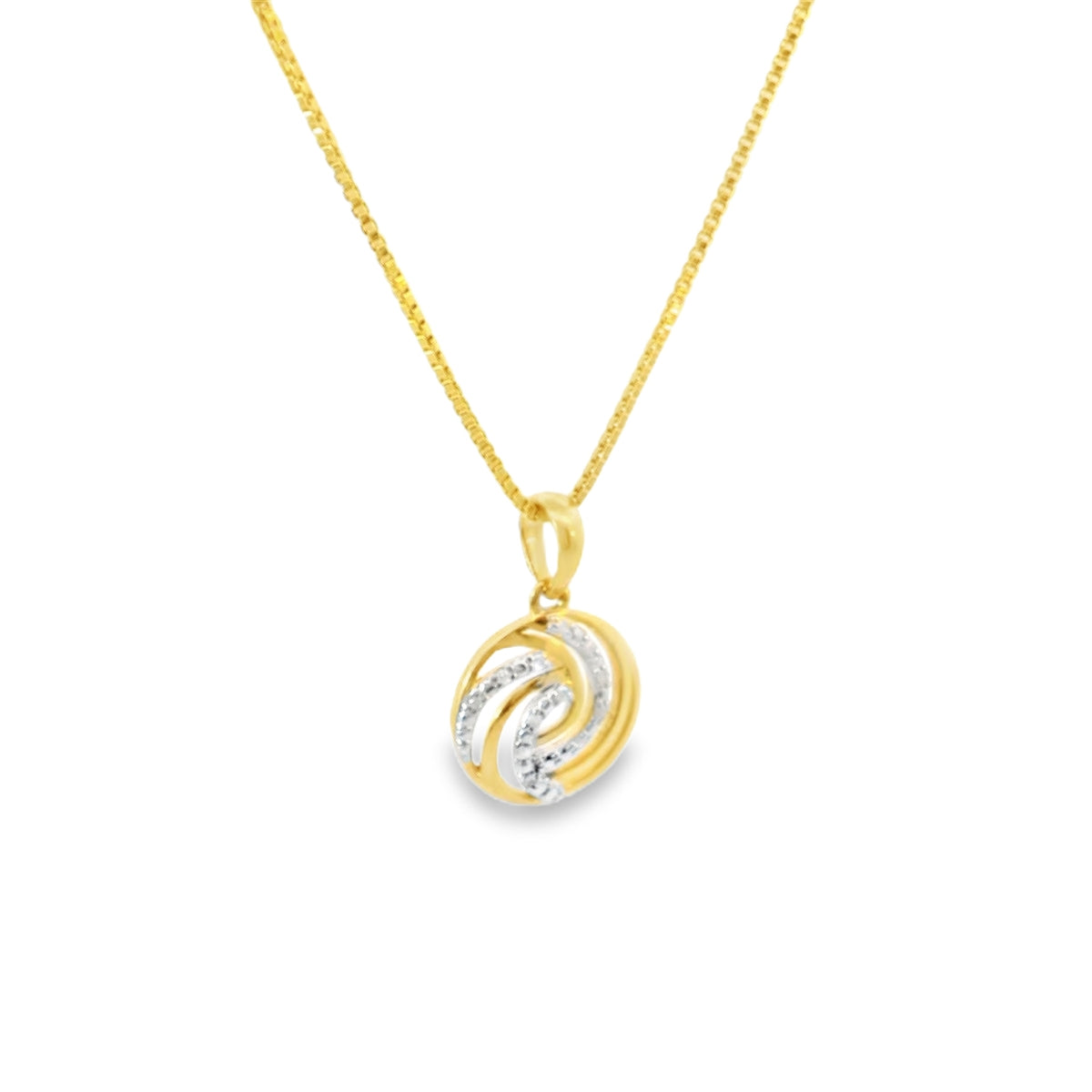 Sterling Silver Infinity Swirl Charm 18 Inch Necklace with Round Cut Diamonds