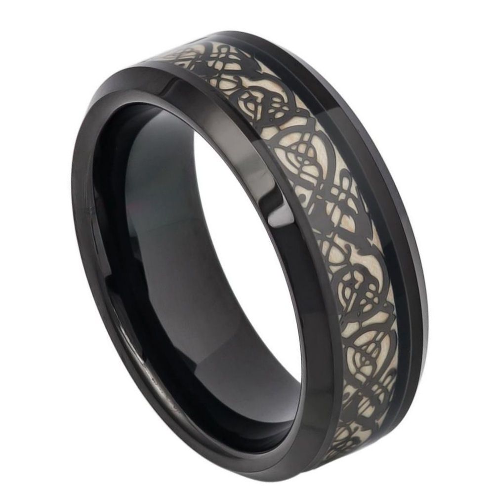 Tungsten Carbide Celtic Black Ring 8mm
