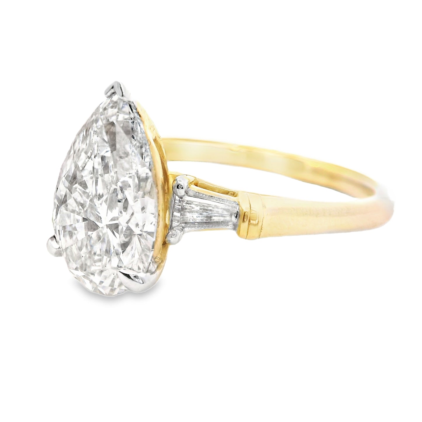 14K Yellow Gold Fancy Pear-Cut Lab Diamond Multistone Ring 3.20 CTTW