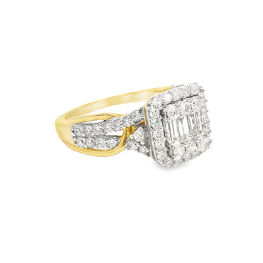 14K Yellow Gold Multistone Fancy Square Cut Diamond Ring 0.78 CTTW