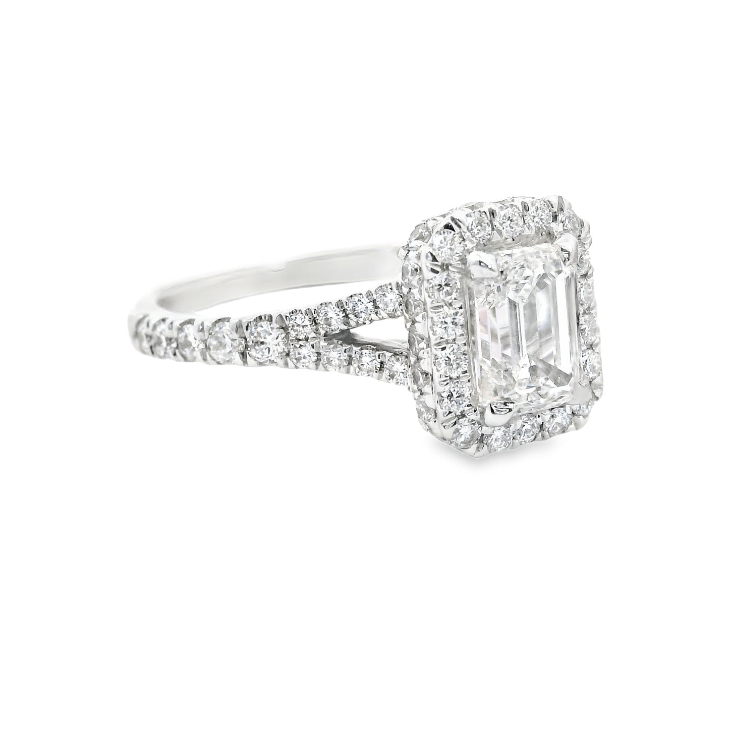14K White Gold Multi Stone Emerald Cut Lab Diamond Ring
