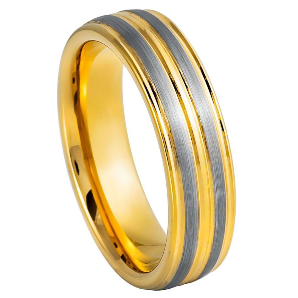 Tungsten Carbide Pinstripe Beveled Ring 8mm