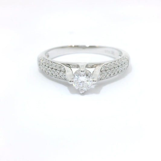 Sterling Silver Promise Ring with Round Brilliant Moissanite CTW 0.44 image 0
