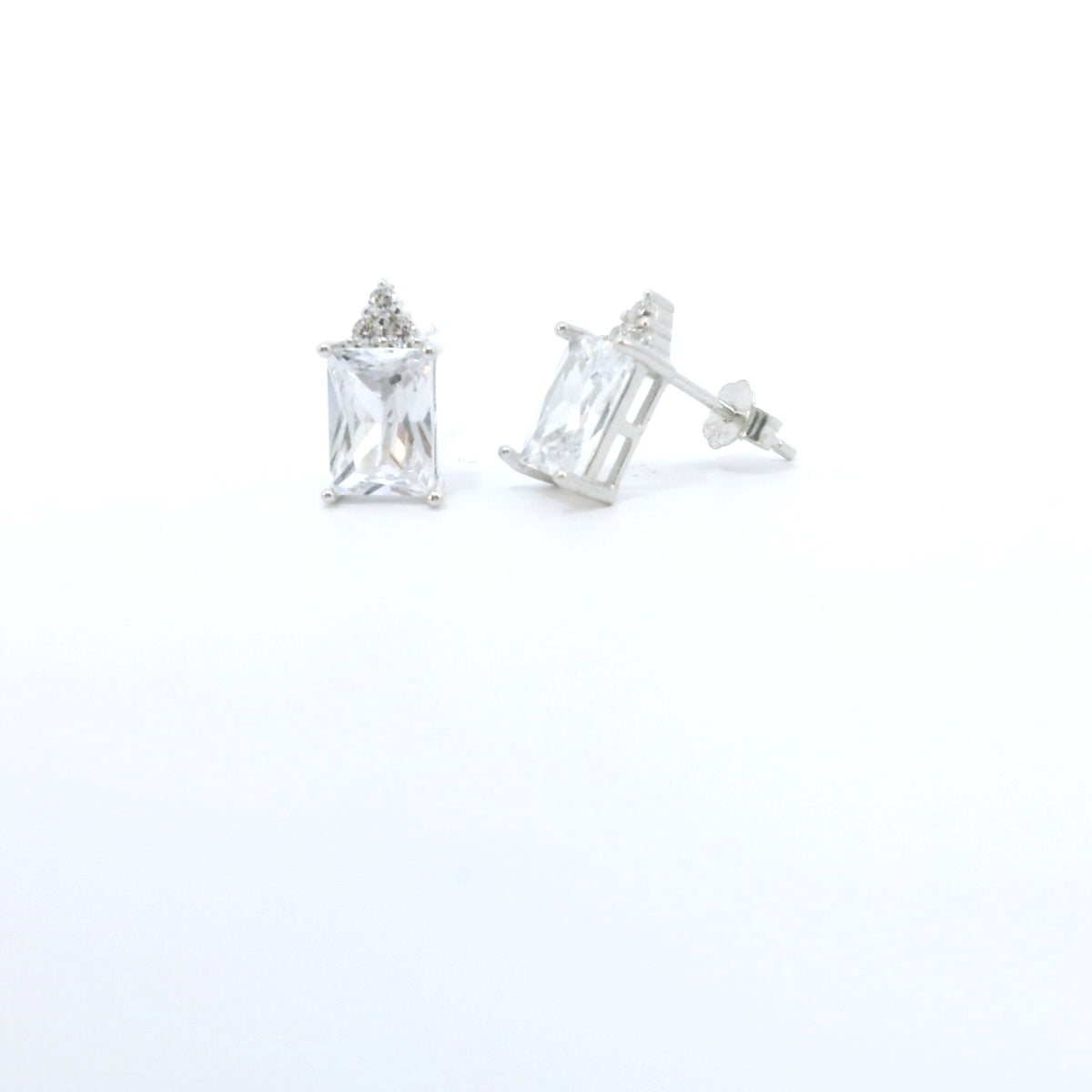 Sterling Silver with Radiant Elegant Cubic Zircornia Earrings image 2