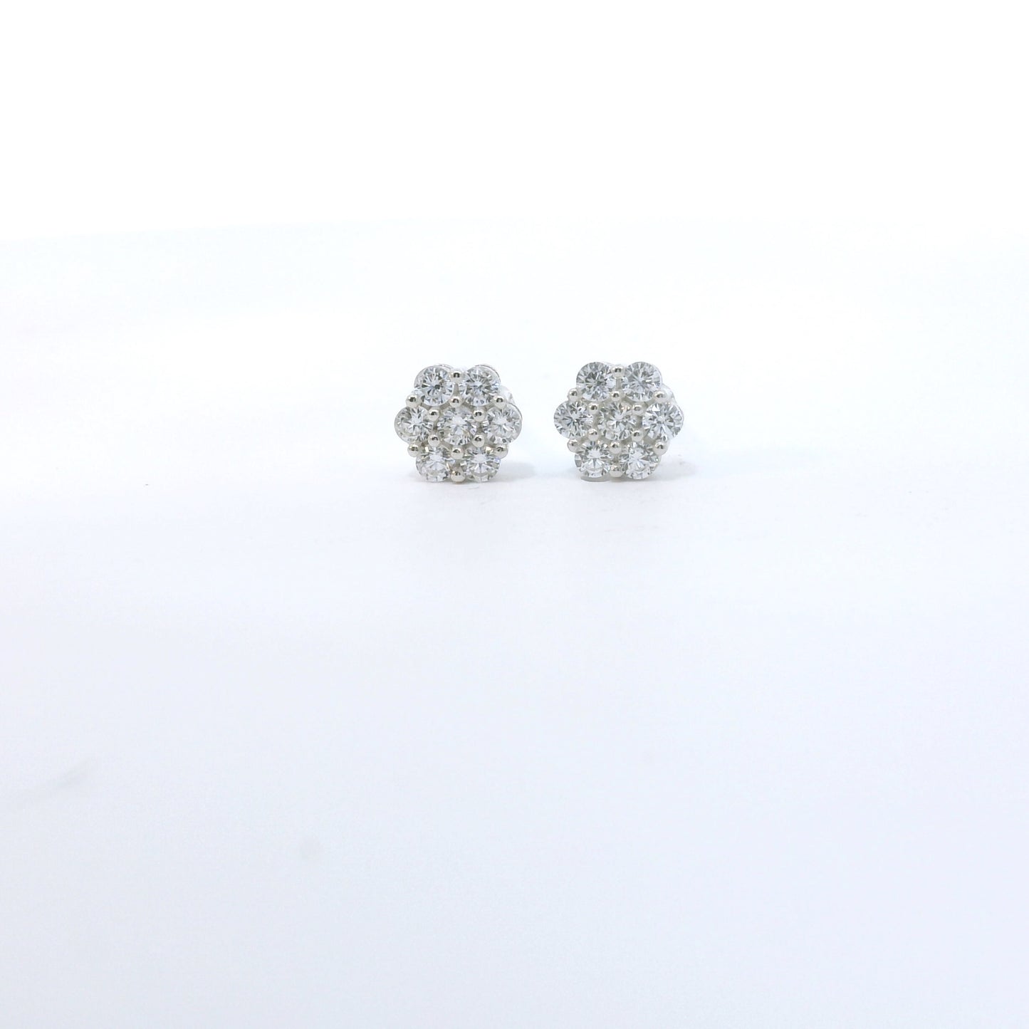 Sterling Silver with Flower Cubic Zirconia Earrings image 1