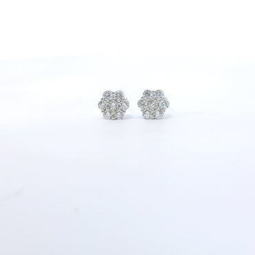 Sterling Silver with Flower Cubic Zirconia Earrings image 1