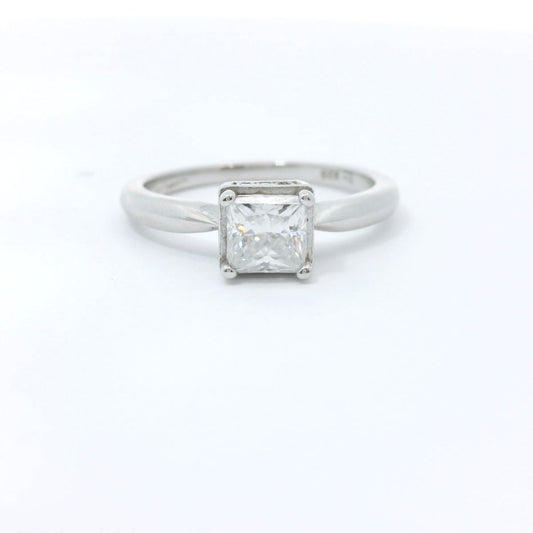 Sterling Silver with Princess Cut Moissanite Promise Ring CTW 0.79 image 0