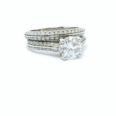 Sterling Silver with Round Brilliant Moissanite Wedding Set CTW 1.89 image 1