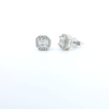 Sterling Silver with Square Cubic Zirconia Earrings image 1