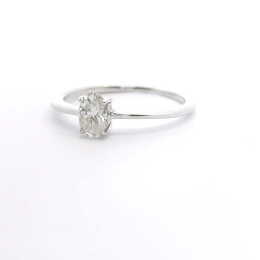 Sterling Silver with Oval Moissanite Promise Ring CTW 0.50 image 0