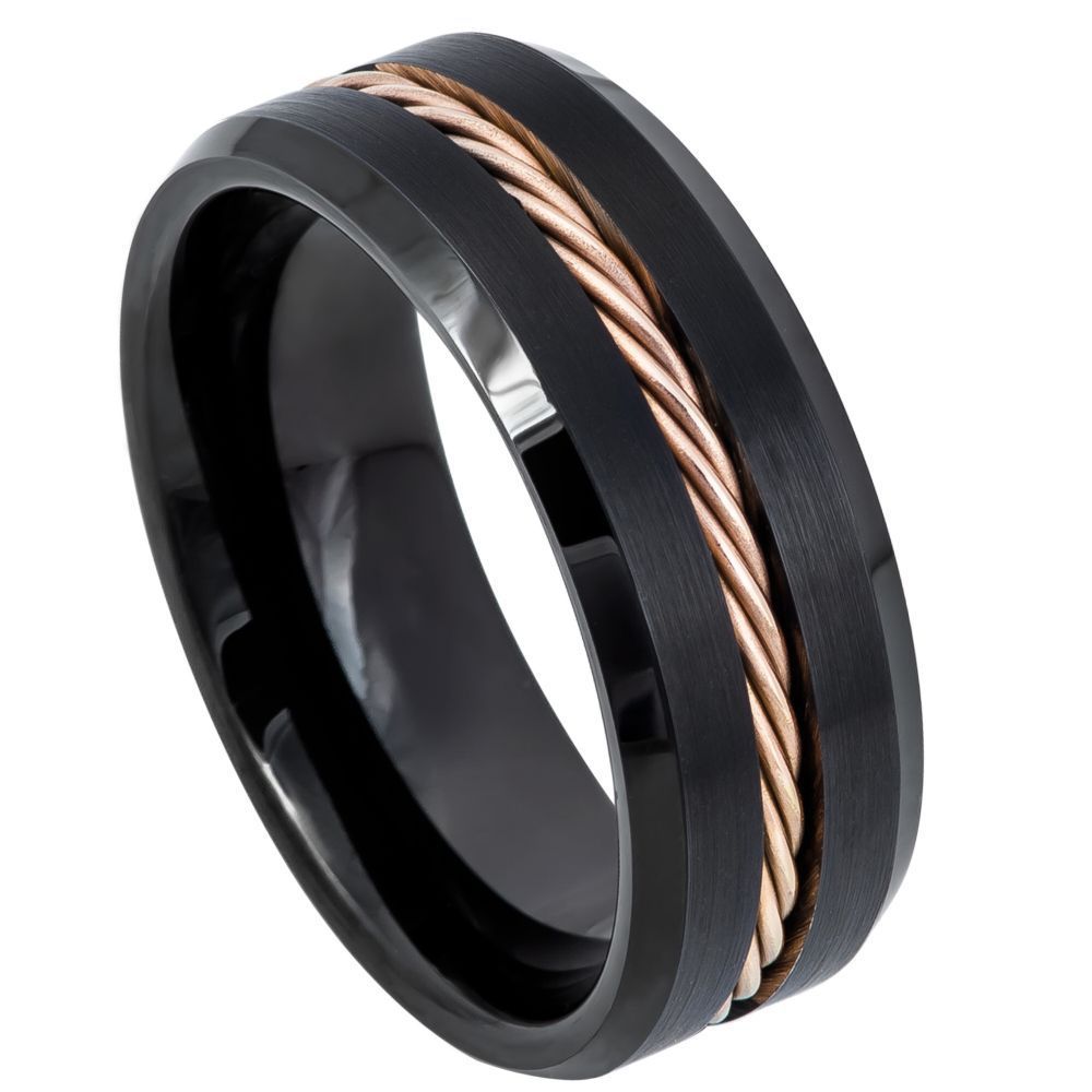 Tungsten Carbide Rose Rope Inlay 8mm