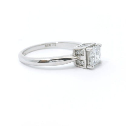 Sterling Silver with Princess Cut Moissanite Promise Ring CTW 0.79 image 1