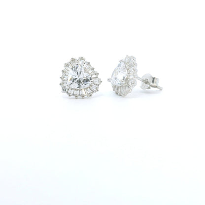 Sterling Silver Elegant Heart Cubic Zirconia Earrings image 1