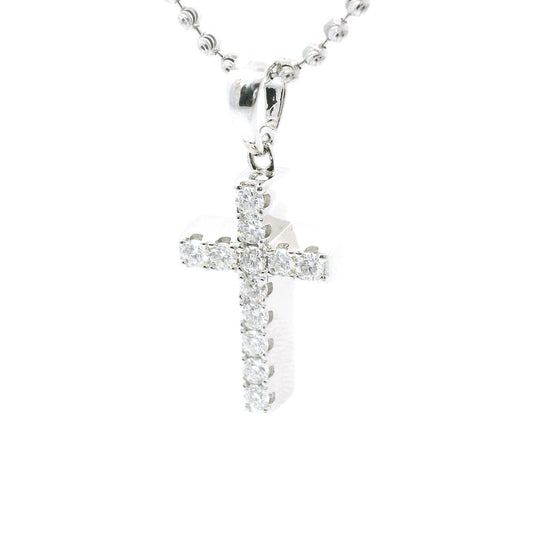 Sterling Silver Mooncuts neckalce with moissanite cross pendent image 0