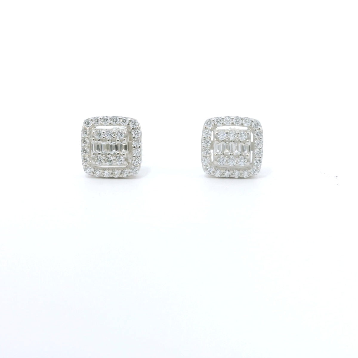 Sterling Siler with Square Cubic Zirconia Screwback image 0