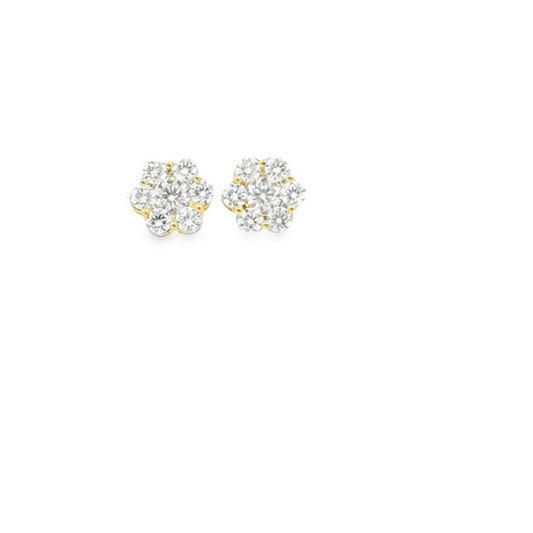 14K Yellow Gold Cluster Stud Lab Diamond Screwback Earrings 3.00 CTTW VS