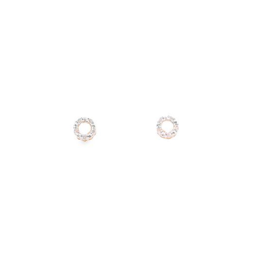 Sterling Silver Gold-Plated Stud Earrings with Round Cut Diamonds