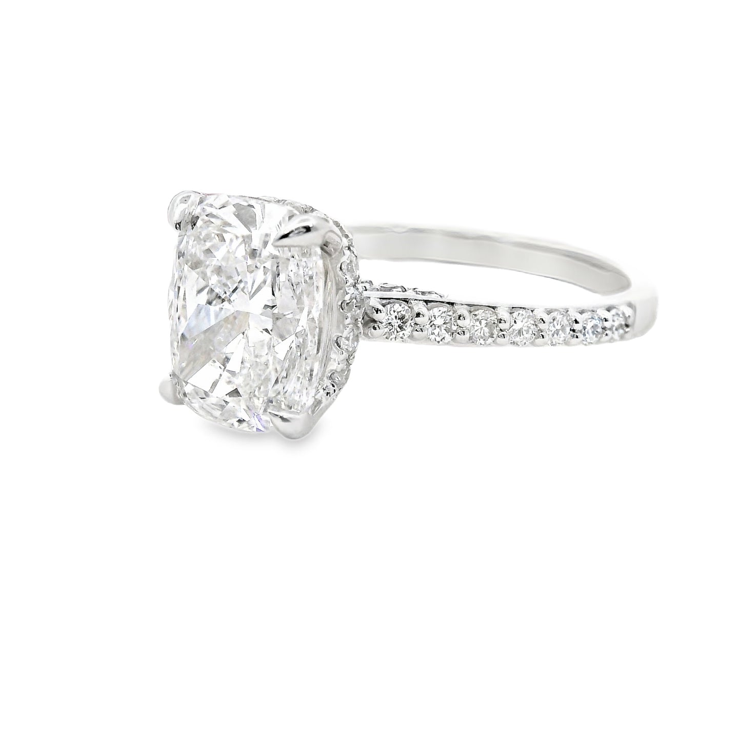 14K White Gold Lab Diamond Round Cushion Cut Multi Stone Ring