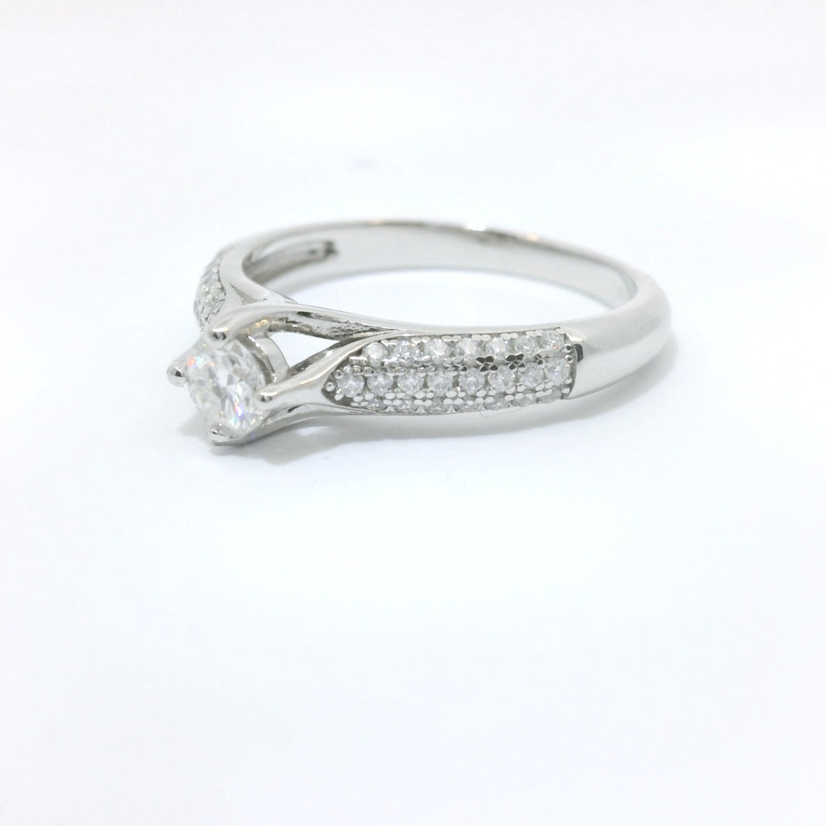 Sterling Silver Promise Ring with Round Brilliant Moissanite CTW 0.44 image 1