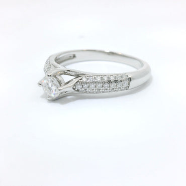 Sterling Silver Promise Ring with Round Brilliant Moissanite CTW 0.44 image 1