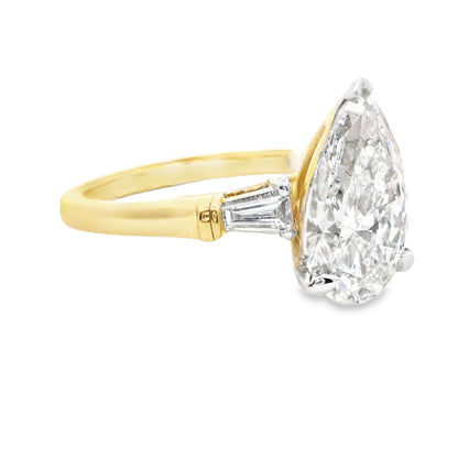 14K Yellow Gold Fancy Pear-Cut Lab Diamond Multistone Ring 3.20 CTTW