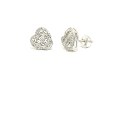 Sterling Silver with Heart Cubic Zirconia Earrings image 1