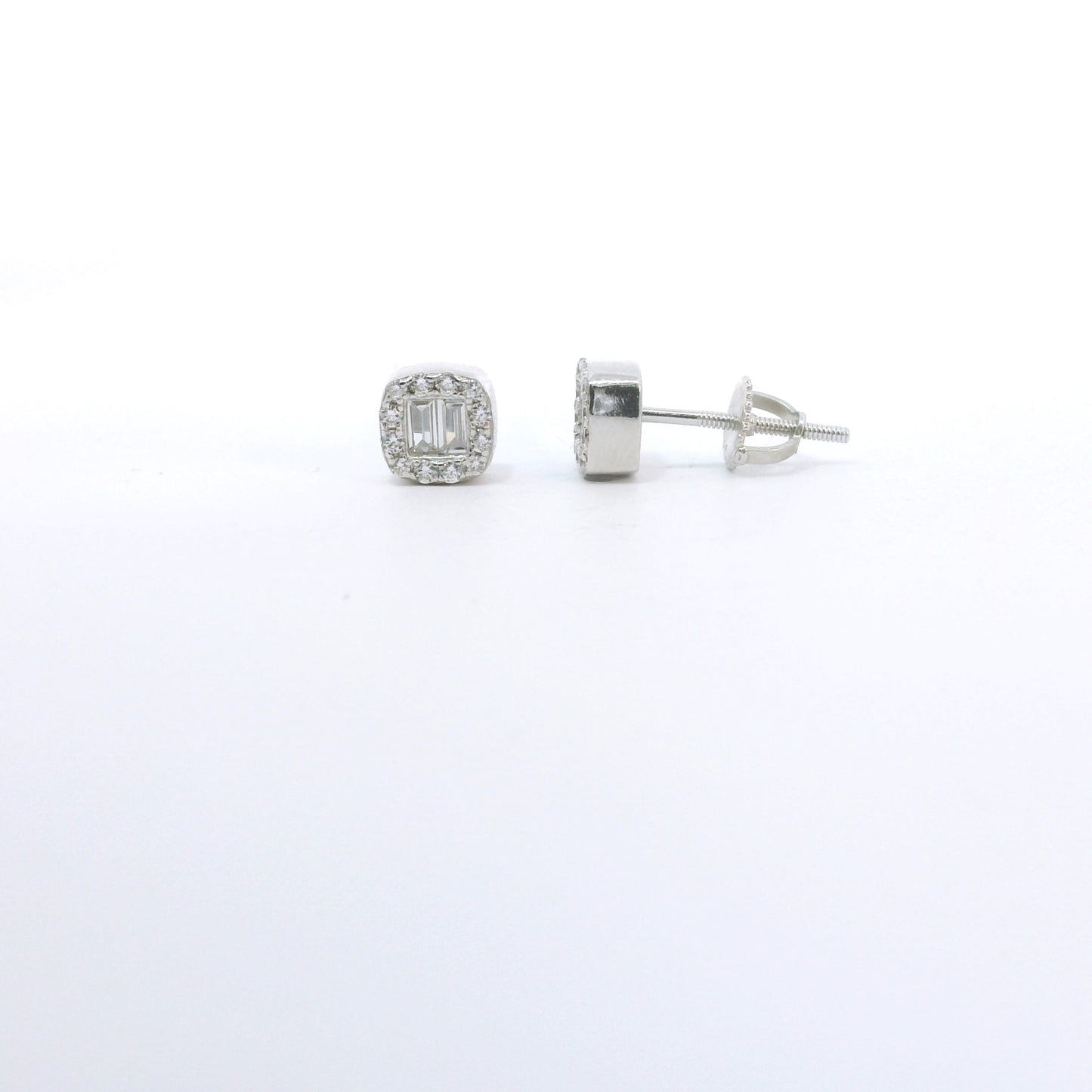 Sterling Silver with Square Baguette Cubic Zirconia Earrings image 2