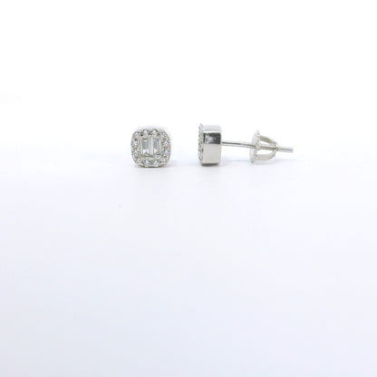 Sterling Silver with Square Baguette Cubic Zirconia Earrings image 2