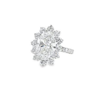 14K White Gold Cocktail Oval Cut Lab Diamond Ring 4.68 CTTW VS