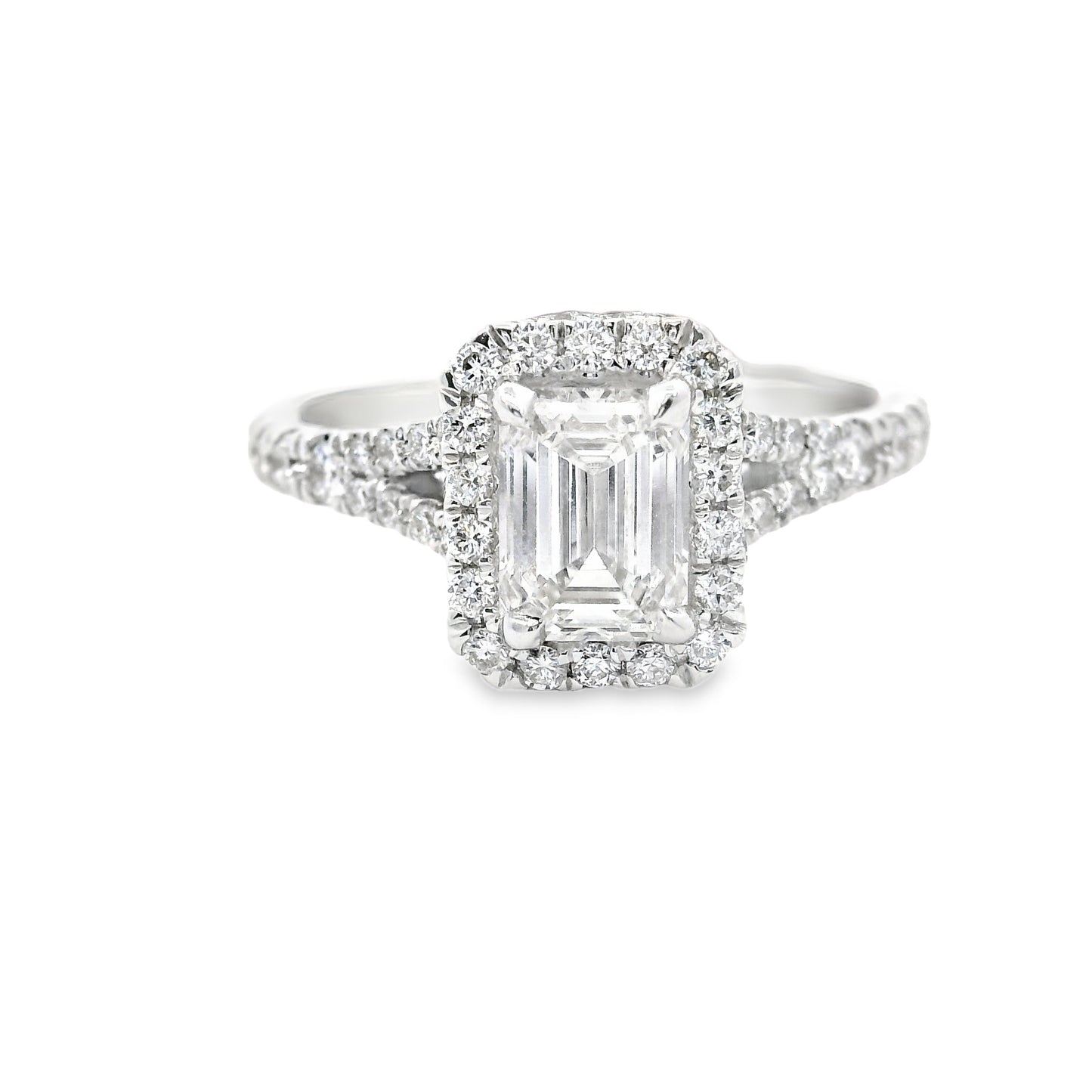 14K White Gold Multi Stone Emerald Cut Lab Diamond Ring