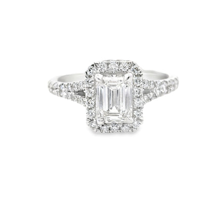 14K White Gold Multi Stone Emerald Cut Lab Diamond Ring