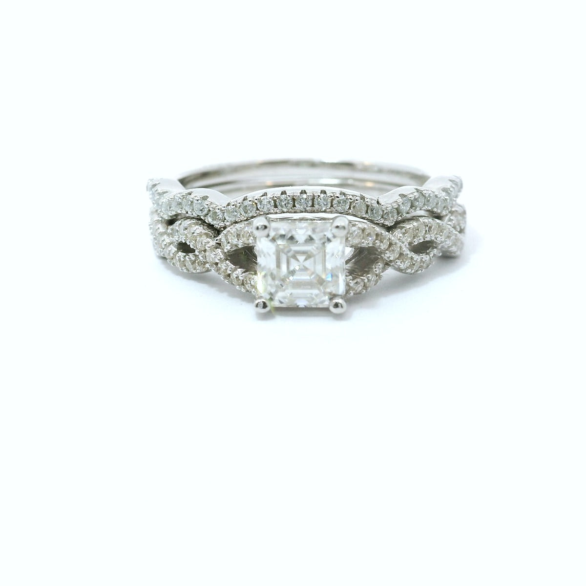 Sterling Silver with Princess Moissanite Promise Ring Set image 0