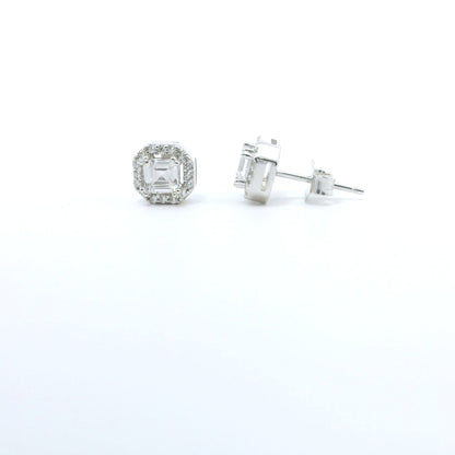 Sterling Silver with Square Cubic Zirconia Earrings image 2