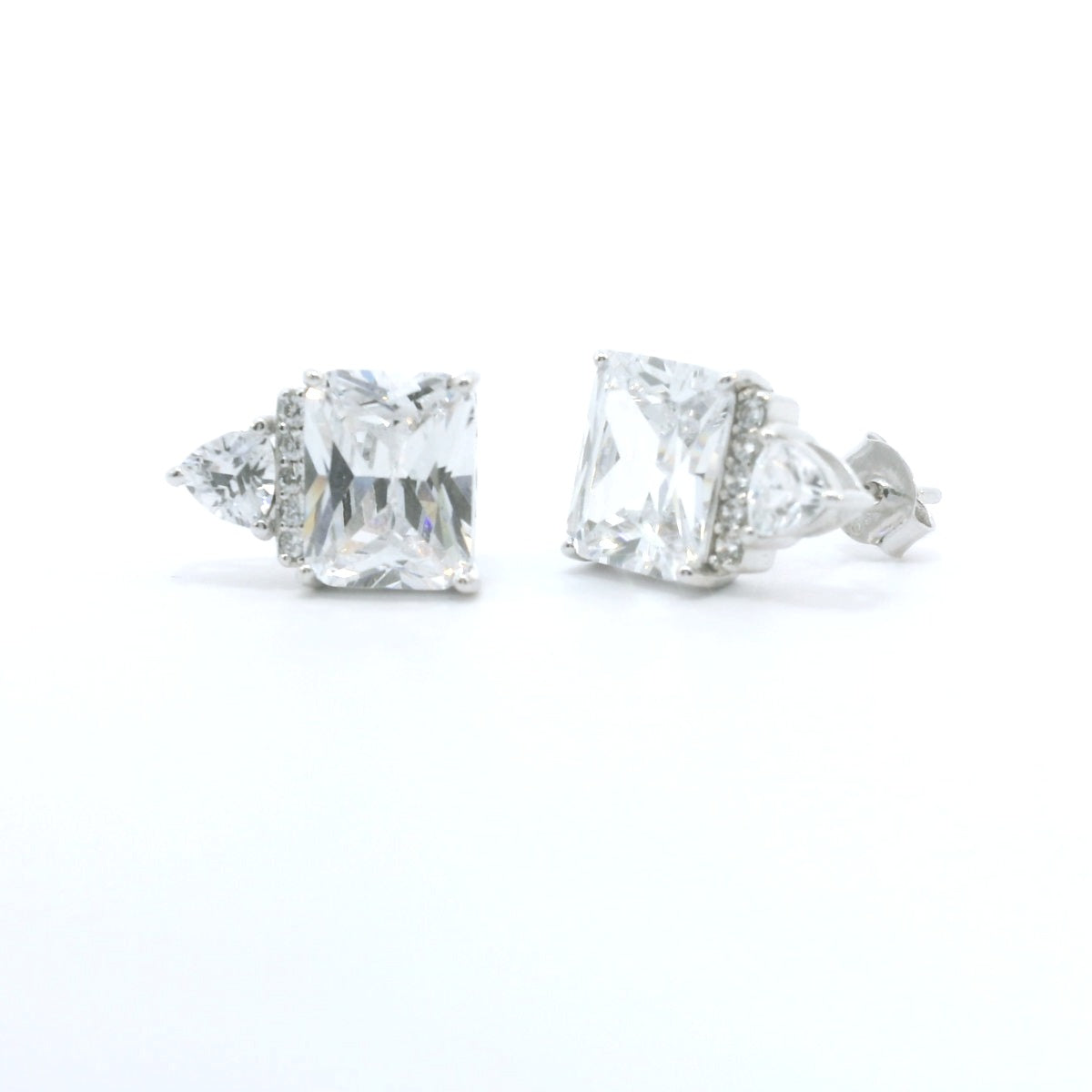 Sterling Silver with Elegant Crystalline Cubic Zirconia Earrings image 1