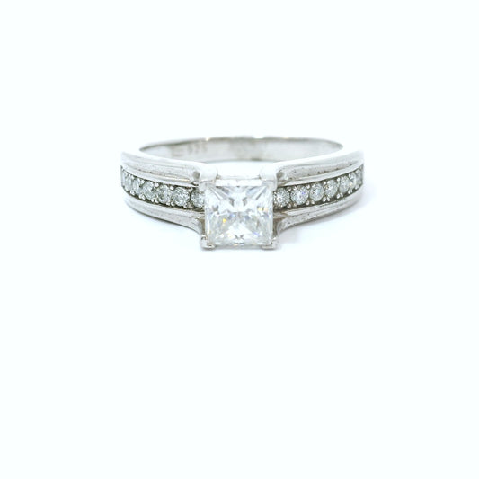 Sterling Silver with Princess Cut Moissanite Promise Ring 0.92 CTW image 0