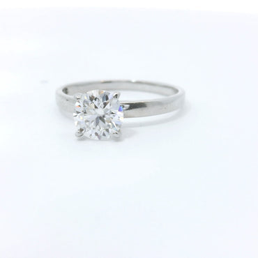 Sterling Silver with Solitaire Round Brilliant Moissanite Promise Ring CTW 0.93 image 1