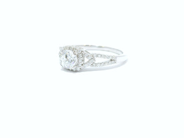 Sterling Silver Promise Ring with Round Brilliant Moissanite 0.88 CTW image 1
