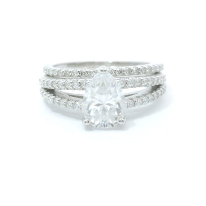 Sterling Silver with Pear Moissanite Bridal Set CTW 2.04 image 0