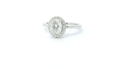 Sterling Silver with Oval Brilliant Halo Moissanite CTW 1.50 Promise Ring image 1