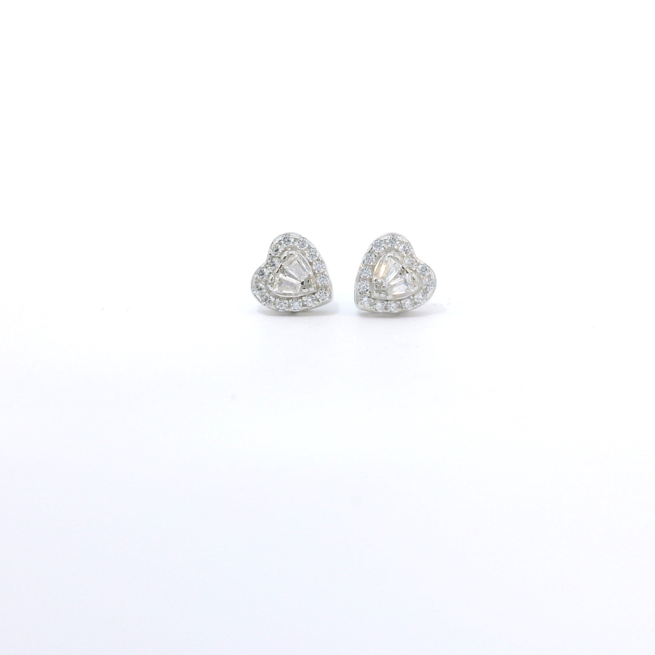 Sterling Silver with Heart Elegant Cubic Zirconia Earrings image 0